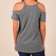 thumbnail image 4 of Camiseta de manga corta sólida de verano para mujer con hombros descubiertos y cuello en V informal con cordones OAVQHLG3B Store lin121212, 4 of 5