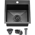 thumbnail image 2 of Gunmetal  Kitchen Sink Topmount Drop in Stainless Steel Single Bowl Kitchen Gauge Extra-Thick Modern Bar Prep RV Laundry Sinks with Dish Grid and Basket Strainer, 2 of 4