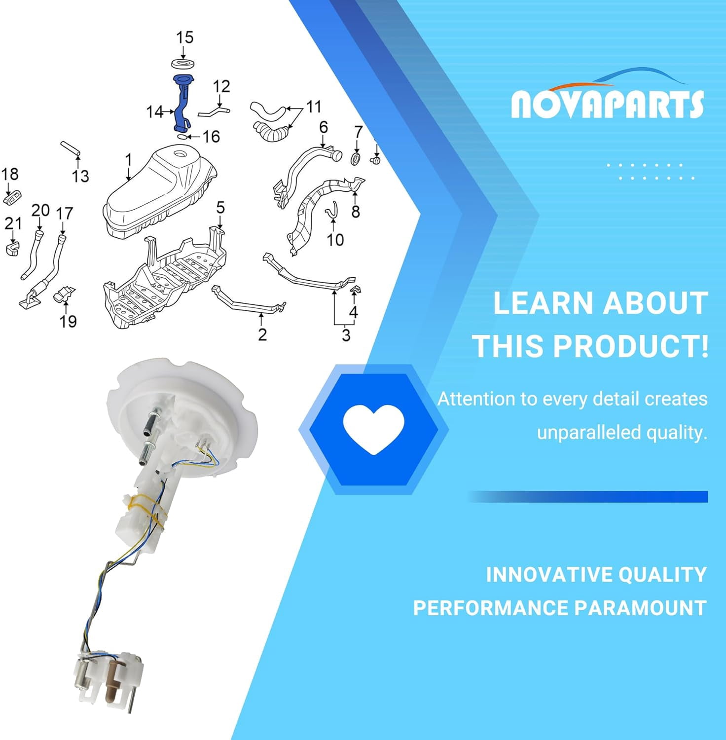 Fuel Pump Level Sensor Sending Unit for 1998-2004 Nissan Pathfinder 3.3L 3.5L V6 Fuel Pump Assembly Replace #250601W610 25060-1W610