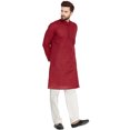 thumbnail image 4 of SKAVIJ Ensemble Kurta Pyjama Homme Coton Manches Longues Soirée Yoga Robe Red M, 4 of 6