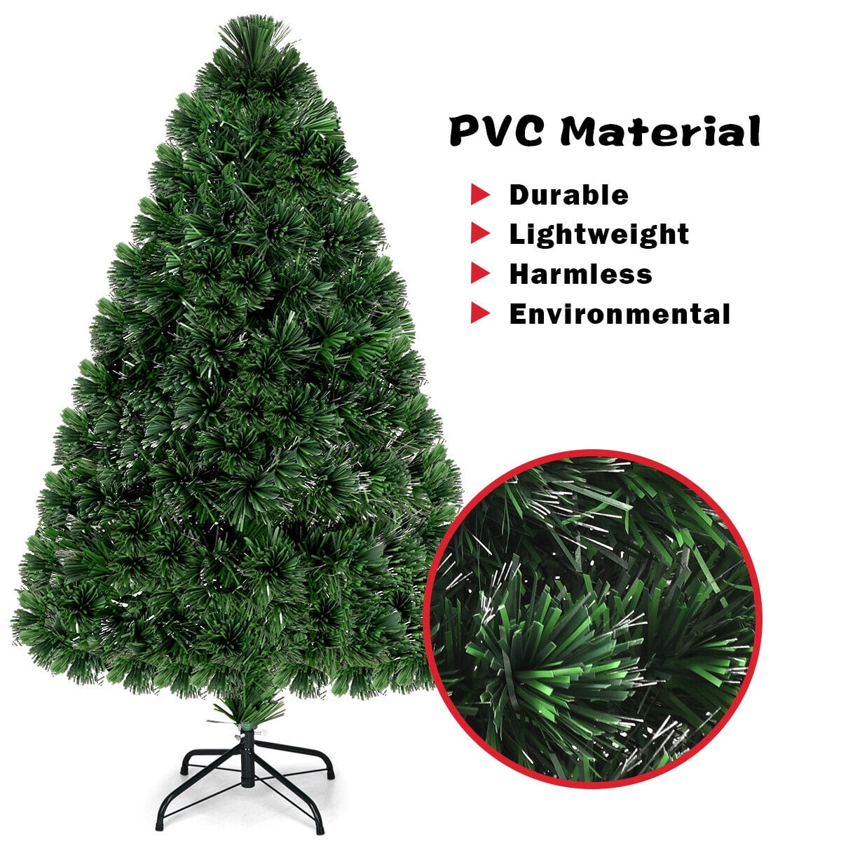 Gymax Fiber Optic 4'Artificia Christmas Tree PVC Material Metal Stand Holidy Decoration