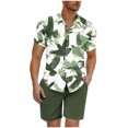 thumbnail image 3 of cllios Men's Hawaiian 2 Piece Outfits Summer Beach Matching Set Short Sleeve Floral Shirts and Shorts Vacation Sets for Men, 3 of 6