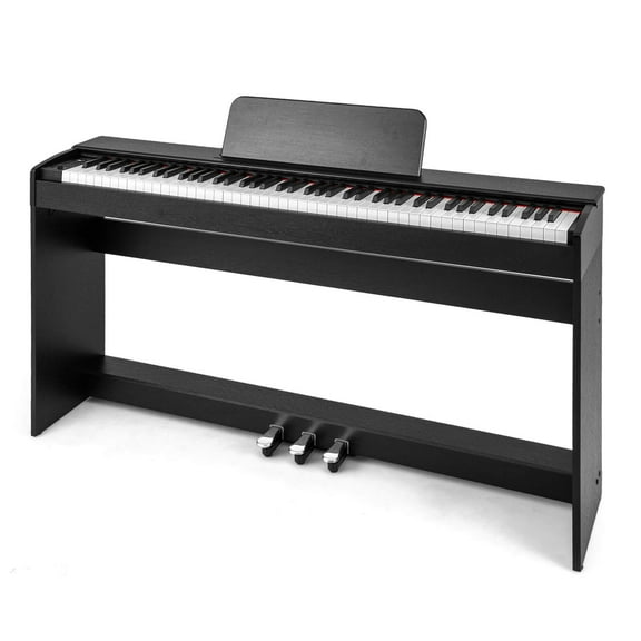 Costway 88-Key Hammer Action Weighted Keyboard Electric Piano with  Stand & Triple Pedals