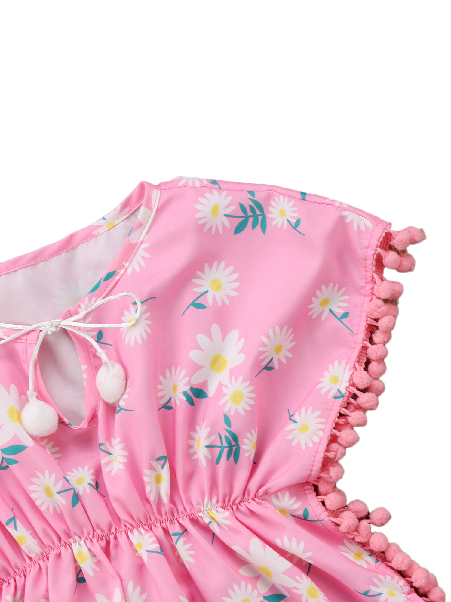 FINELOOK FINELOOK Toddler Baby Girls Swimwear Bikini Cover Up Pom Pom Tassel Poncho Beach Sundress 