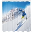 thumbnail image 3 of Ambesonne Winter Shower Curtain, Skiing Extreme Sports, 69"Wx75"L, Blue White Yellow, 3 of 3