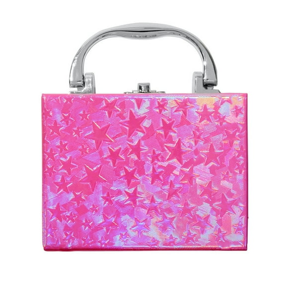 Claire's Trousse de Voyage Cosmétiques Petites Étoiles Roses, 3 Teintes d'Ombre à Paupières, 1 Fard à Joues, 6 Teintes de Brillant à Lèvres, avec Pinceau Applicateur et 2 Anneaux Fleur