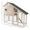 thumbnail image 3 of Pefilos 55" Wooden Rabbit Hutch Indoor and Outdoor, Rabbit Cage with Tray, Bunny House, Chicken Coops, 2-Story Guinea Pig Hutch with Run, Beige, 3 of 11