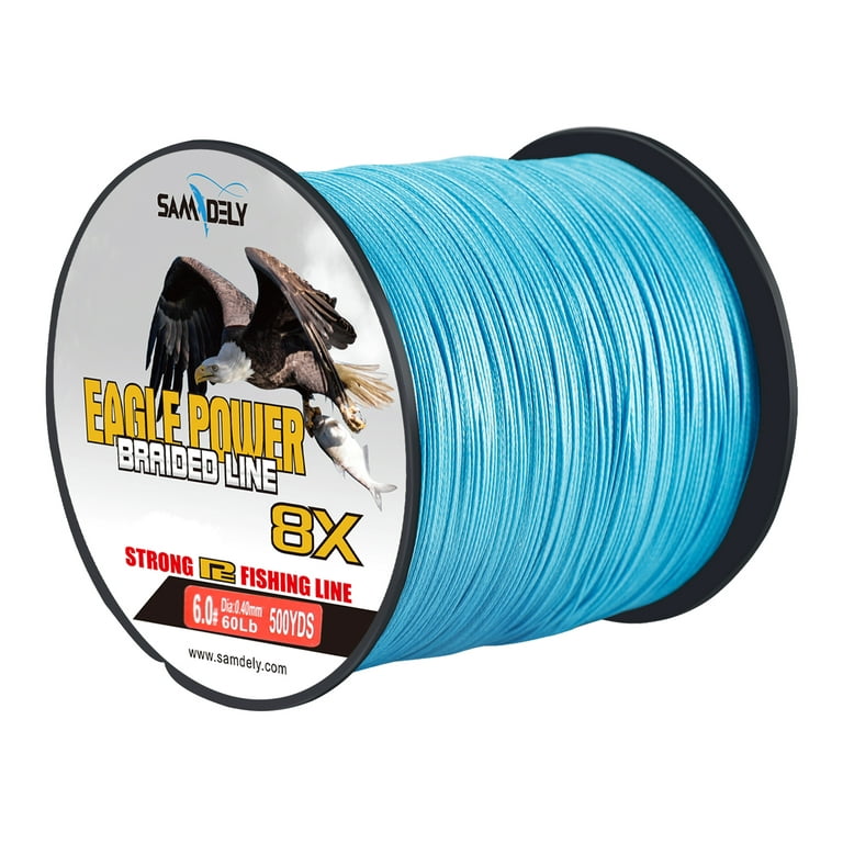 Samdely 8 Strand Braided Fishing Line - Abrasion Resistant 500Yds Pro Grade Braided  Lines Thin Diameter & Zero Stretch - Improved Knot Strength Superline Test  For Saltwater & Ice Fishing Ocean Blue 