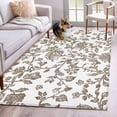 thumbnail image 3 of 4x6 Area Rugs, Brown Flower Non-Skid Rubber Backing Large Rectangle Rugs - Living Room Bedroom Home Office, Vintage Farmhouse Boho Leaf Spring Plant Indoor Floor Mat Carpets Washable Rug, 3 of 9