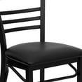 thumbnail image 6 of Emma + Oliver Black Three-Slat Ladder Back Metal Dining Chair - Black Vinyl Seat, 6 of 11