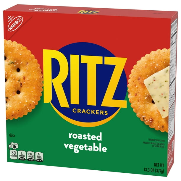4 pack) RITZ Roasted Vegetable Crackers, Snacks for Kids and