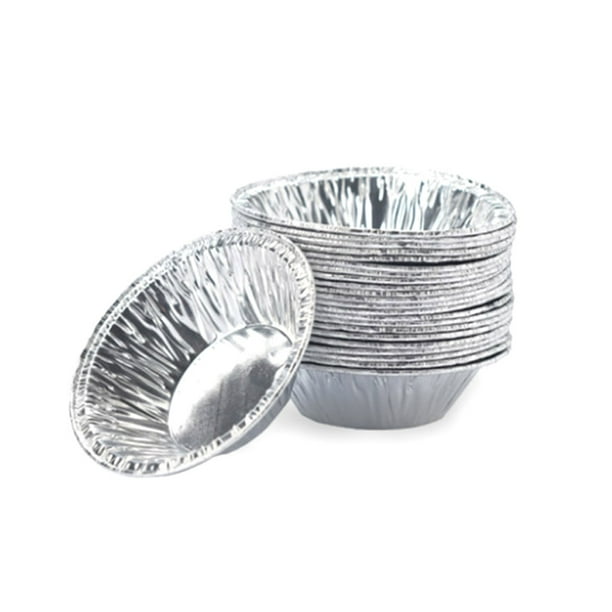 CAROOTU 100pcs Feuille d'Aluminium Jetable Tarte Pan Mini Pot Tarte Tarte  Plaque de Cuisson Plateau de Casserole en Étain