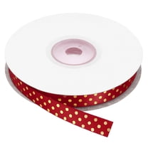 Grosgrain Ribbons 25 Yards 3/8 Inch Wine Red with Gold Dots Ribbon Bow Decoration for Crafts Gift Wrapping Wedding DIY Handmade