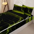thumbnail image 3 of jejeloiu Green Lightning Pattern Zipper Twin Comforter Sets with Fitted Sheet and 2 Pillowcases For Kids,Neon Geometric Striped Zipper Bedding Set For Boys,Reversible,4-Piece, 3 of 7