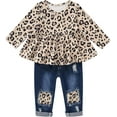thumbnail image 2 of SANMIO Toddler Girl Clothes, Baby Girl Outfits Cute Floral Long Sleeve Ruffle Shirt and Jeans Pants Fall Winter Clothing Set, 2 of 6
