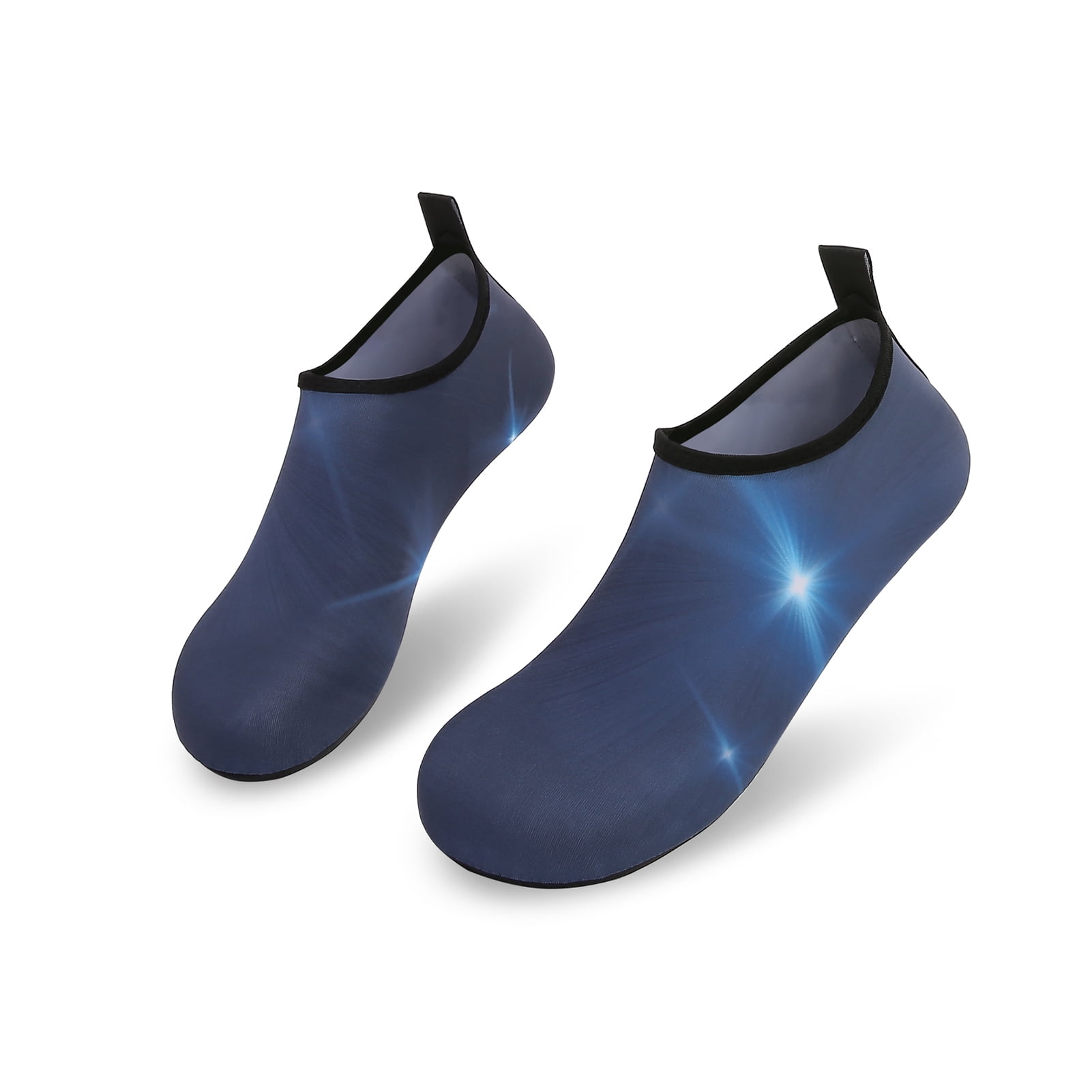 Men and Women a Slip On Barefoot Quick-Dry Beach Aqua Yoga Water Shoes (Light Shine/Navy, 7.5-8.5 Women/6.5-7.5 Men)