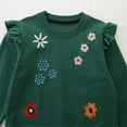 thumbnail image 5 of SGMVNU Girls Cartoon Pullover Sweatshirts Toddler Girl Long Sleeve Sweater Shirts Embroidery Crew Neck Ruffle Hem Tops for Kids(Size 90, Dark Green), 5 of 6