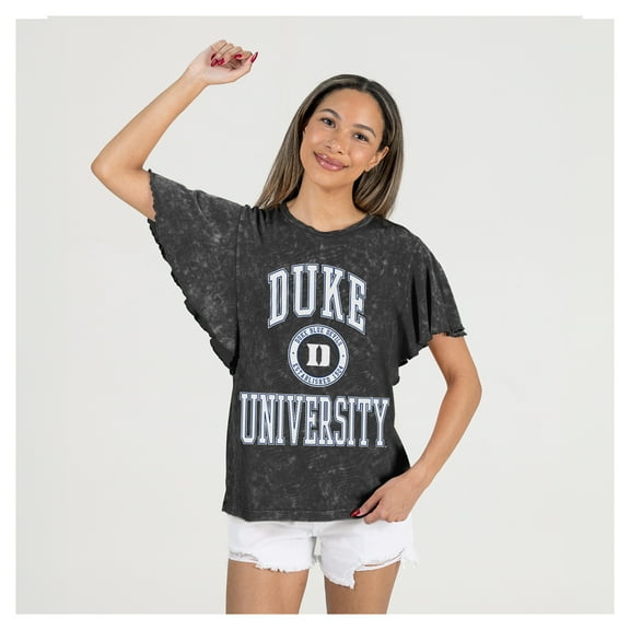 Women's Gameday Couture Black Duke Blue Devils Relaxed Fit Victory Mode Flutter Sleeve T-Shirt
