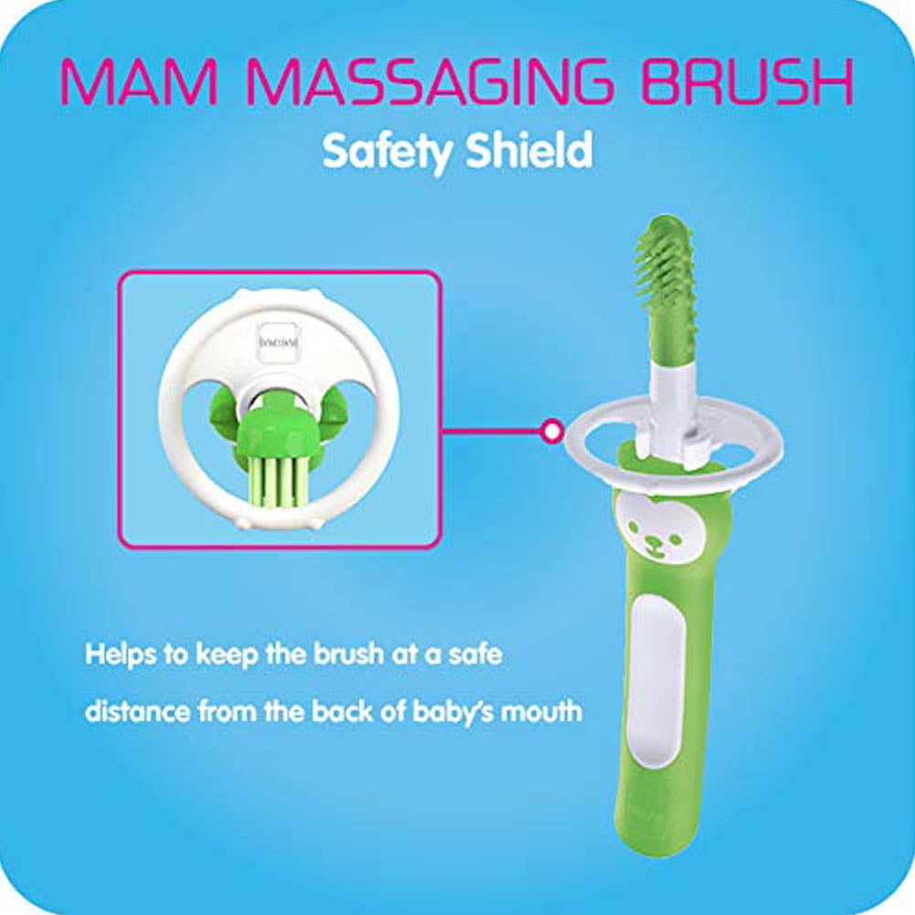 MAM Massaging Toothbrush, Baby Toothbrush and Gum Cleaner and Massager, Boy, 3+ Months, 1-Count