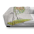 thumbnail image 2 of City Park Trees Soft Flannel Fleece Throw Blanket, Bicycle Stairs Bird Nest Silhouette Print, Cozy Plush for Indoor and Outdoor Use, 70" x 90", Multicolor, by Ambesonne, 2 of 5