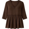 thumbnail image 4 of Tfken Women Tshirts Summer Short Sleeve V-Neck Tops Tees Loose Casual T-Shirts Ladies Comfy Clothes Outerwear Size L Brown, 4 of 4