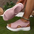 thumbnail image 3 of Rokment Womens Athletic Orthopedic Walking Sandals Lightweight Comfortable Mesh Knit Wedge Slingback Slip on Gladiator Shoes Summer Breathable Sneakers Pink Size 8, 3 of 7