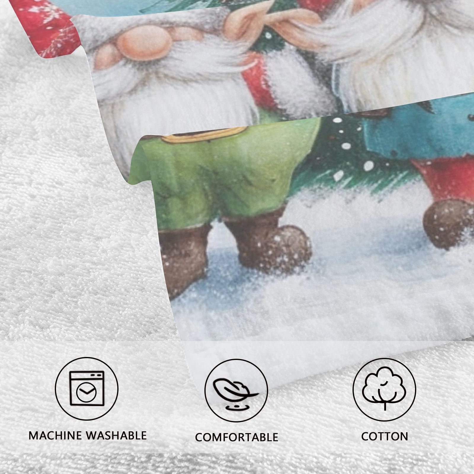 Gnomes Christmas Trees Hand Towel Bath Towels Face Towels Cotton Absorbent for Home Hotel Spa Swimming Yoga Sports Decorative Towel Set of 2