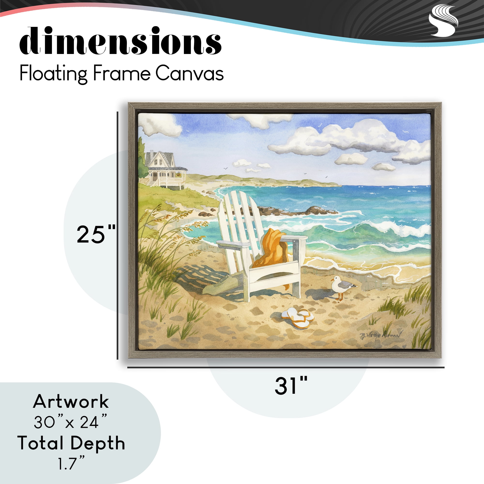 Stupell Industries Waiting For You by Beach Brown Framed Floater Canvas Wall Art, design by Robin Altman