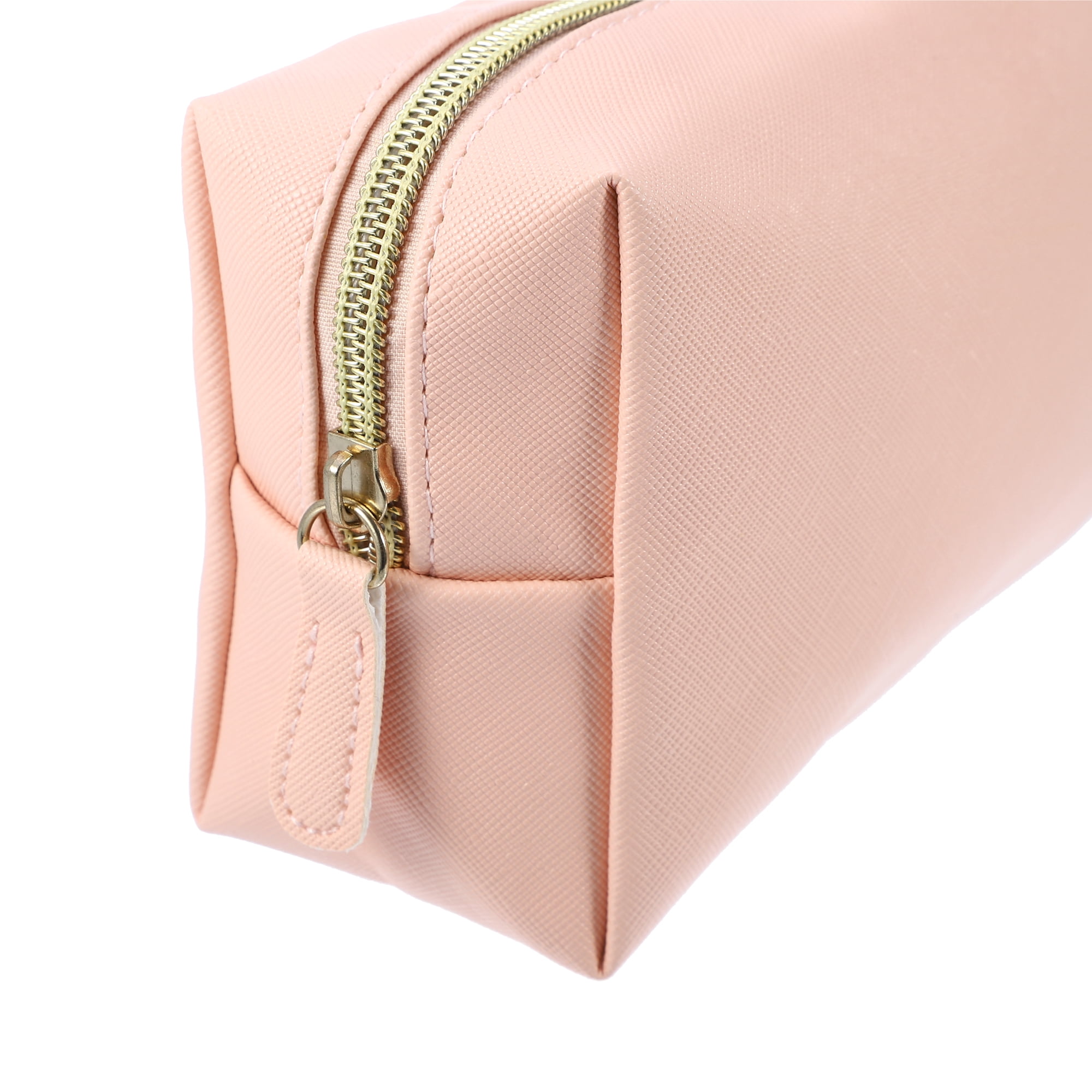 Unique Bargains PU Leather Makeup Bag Make Up Organizer Bag Toiletry Bag M Size Pink