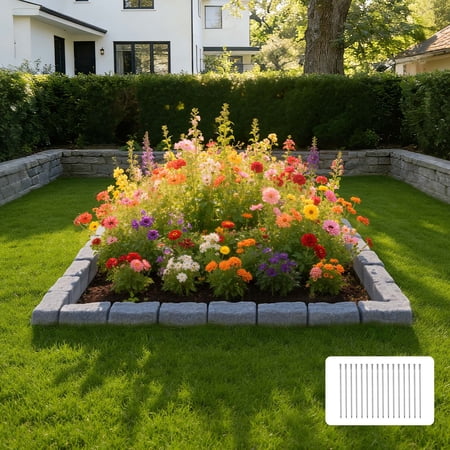 VEVOR Faux Stone Landscape Edging, 15.5 ft Kit, No Dig Garden Edging Border, Blocks for Lawn, Flower Beds, Yard, 4 Pack Each Section Has 6 Bricks 46.46"L x 3.74"W x 2.24"H, 16 Spikes & 4 Corners,Gray
