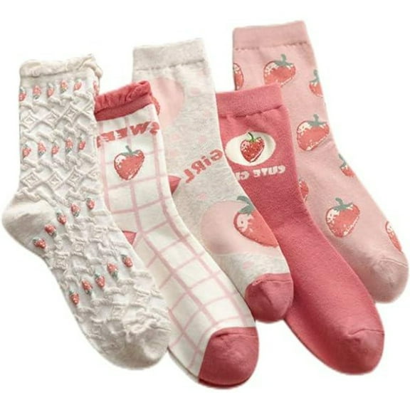 5 Pairs Cozy Breathable Crew Socks, All-Season Comfort, Cushioned Sport & Everyday Socks for Women and Teens