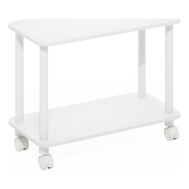 Pemberly Row Table d'Appoint Rectangulaire Turn-N-Tube avec Roulettes, Blanc