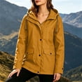 thumbnail image 5 of Women Casual Outdoor Jackets Plus Size Hooded Long Sleeve Solid Color Waterproof Jackets for Sports Hiking Casual Loose Windbreaker with Zippered Pockets, 5 of 10