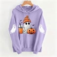 thumbnail image 5 of AGWOLF Halloween Sweatshirts Women Cute Ghost Graphic Pullover Hoodies Stretch Going Out Long Sleeve Sweater Tops Halloween Costumes Purple S, 5 of 7