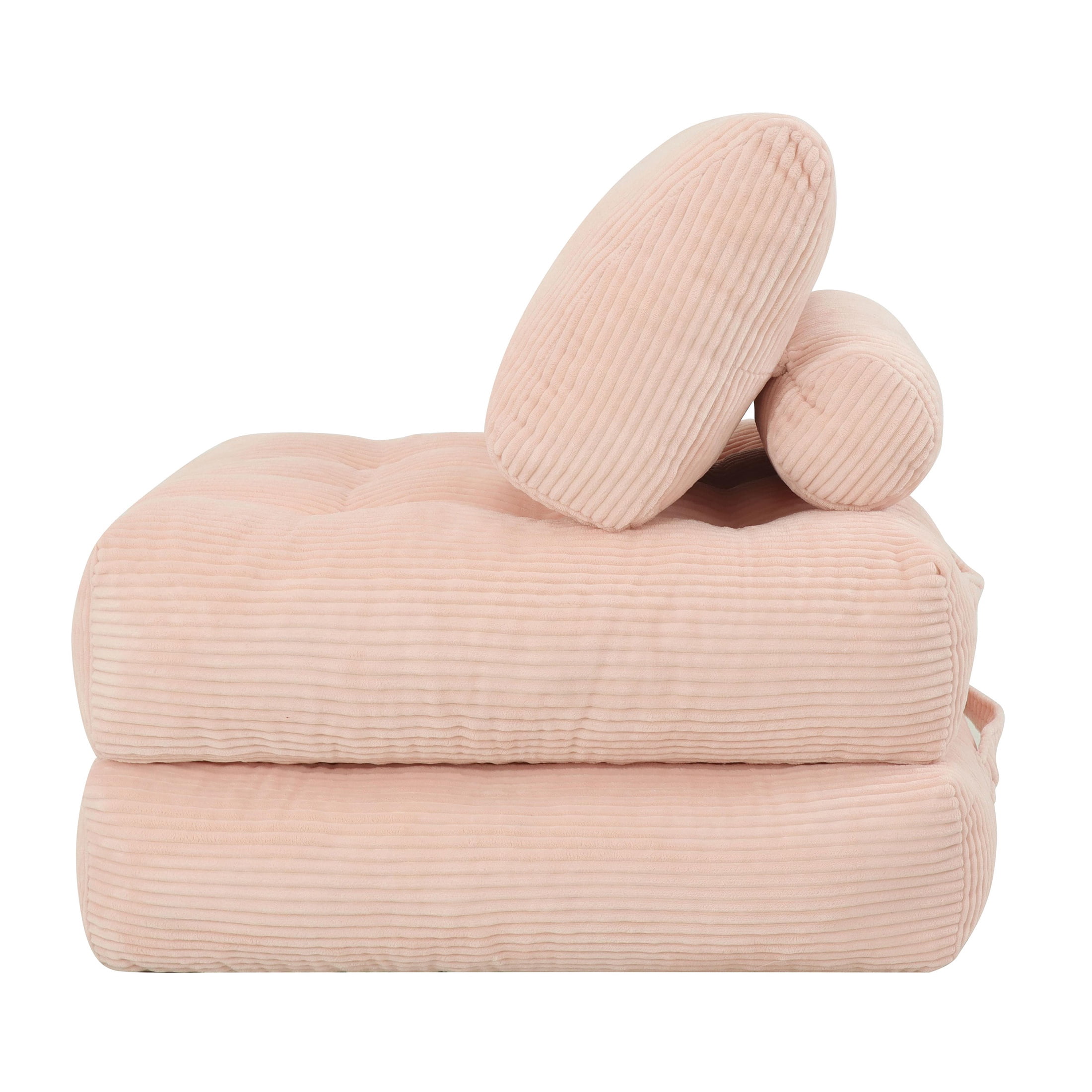 PAPROOS Bean Bag Chair for Adults, Corduroy Bean Bag Lounger, Convertible Floor Sofa Bed, Comfy Lounge Chair with Back Support for Bedroom, Dorm, Game Room and Living Room, Pink