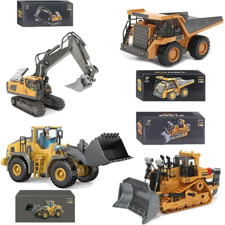 Mudsterz Excavator, Mudsterz Trucks, Mudsterz Construction RC, 2.4Ghz Remote Control Construction Vehicle Set, Alloy Material, with Cool Lights and Sounds