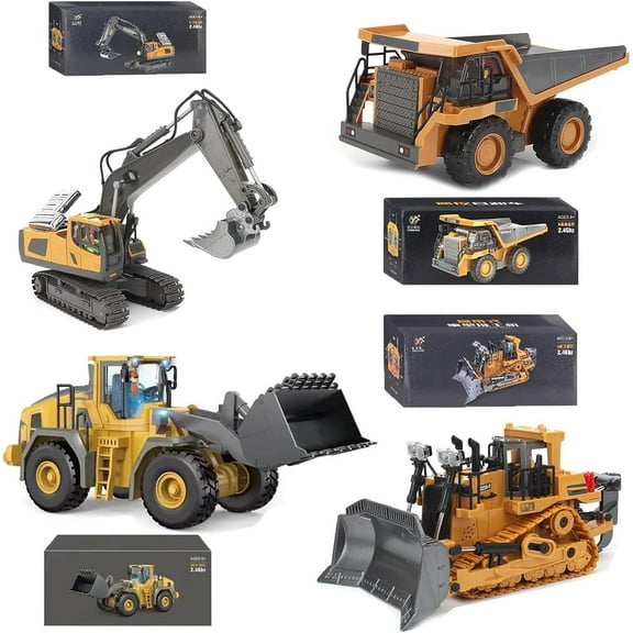 Mudsterz Excavator, Mudsterz Trucks, Mudsterz Construction RC, 2.4Ghz Remote Control Construction Vehicle Set, Alloy Material, with Cool Lights and Sounds