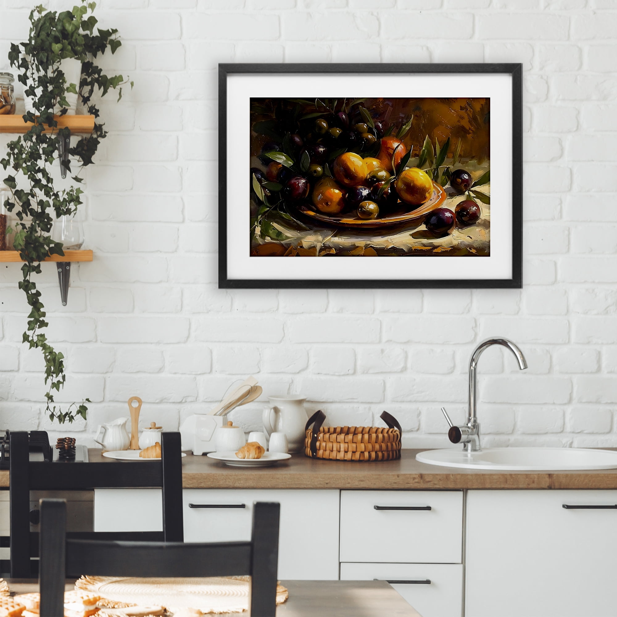 Stupell Industries Array of Olives & Citrus Black Framed Print Under Glass, design by Creative Studio