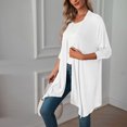 thumbnail image 4 of IROINNID Women's Cardigan Open Front Coat Solid Color Long Sleeve Leisure Casual Jackets Open Front Tops Coat, White, 4 of 9