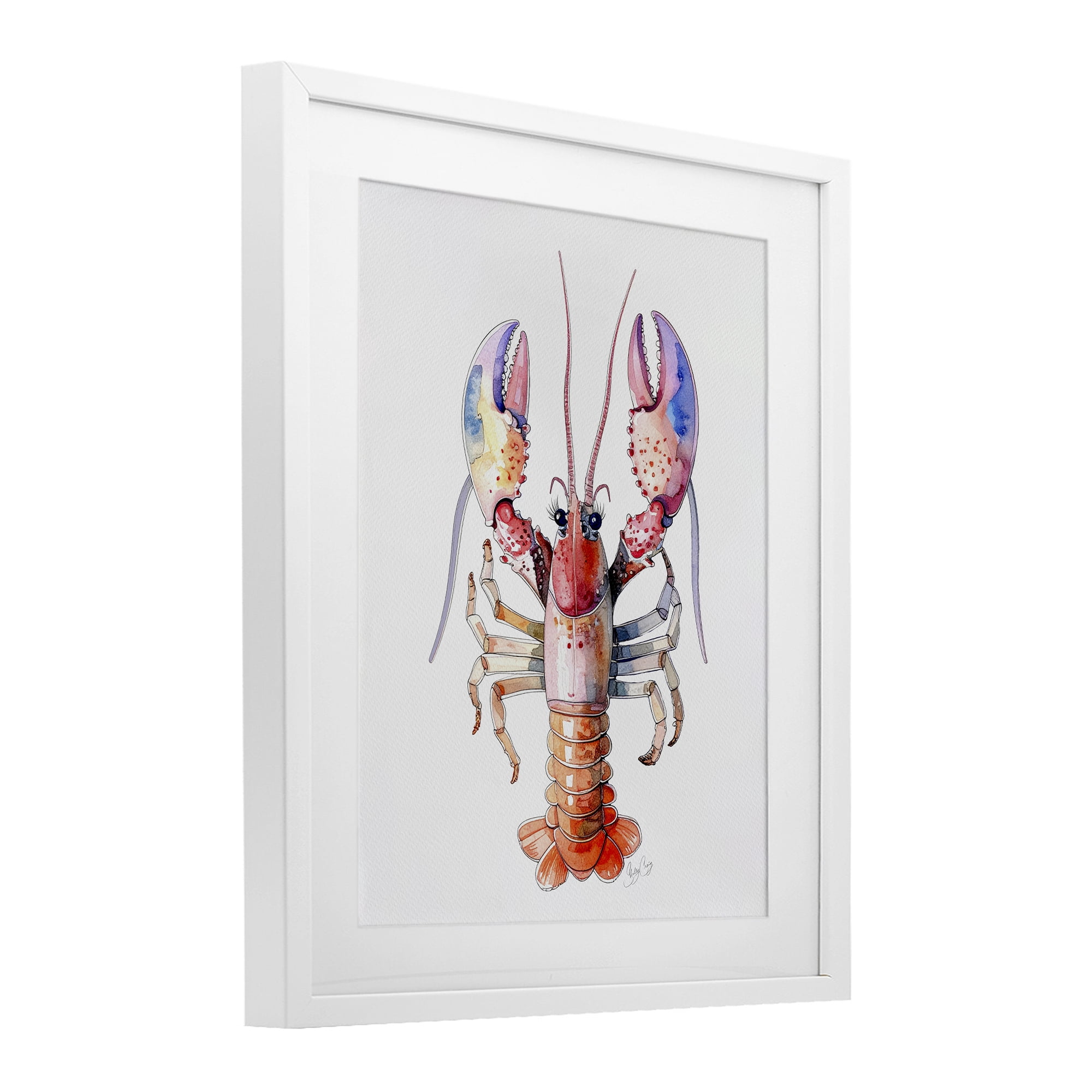 Stupell Industries Coral Claw Lobster White Framed Print Under Glass, design by Shelly Craig