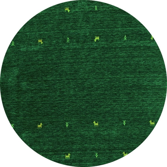 Ahgly Company Indoor Round Abstract Green Contemporary Area Rugs, 3' Round
