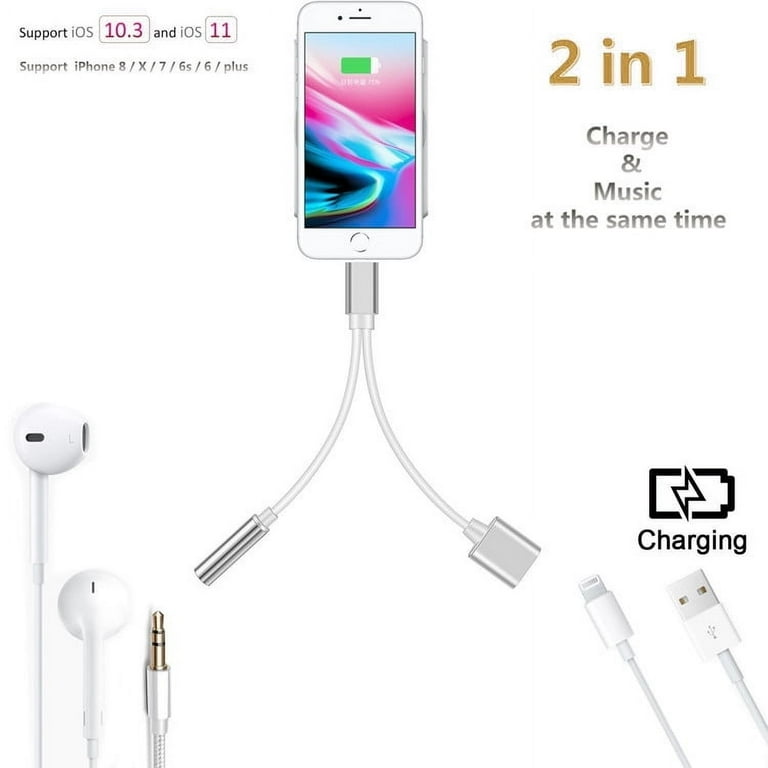 Lightning to mm headphone jack adapter for iPhone headphones
