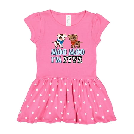 

Inktastic Moo Moo I m 5 with Cute Holstein Cows Gift Toddler Girl Dress