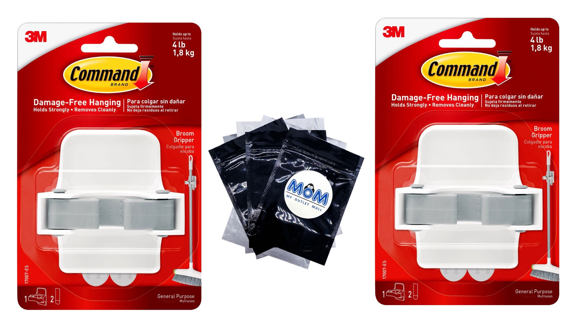 Broom and Mop Grippers Wall Hook, White, Damagefree Organizing 2