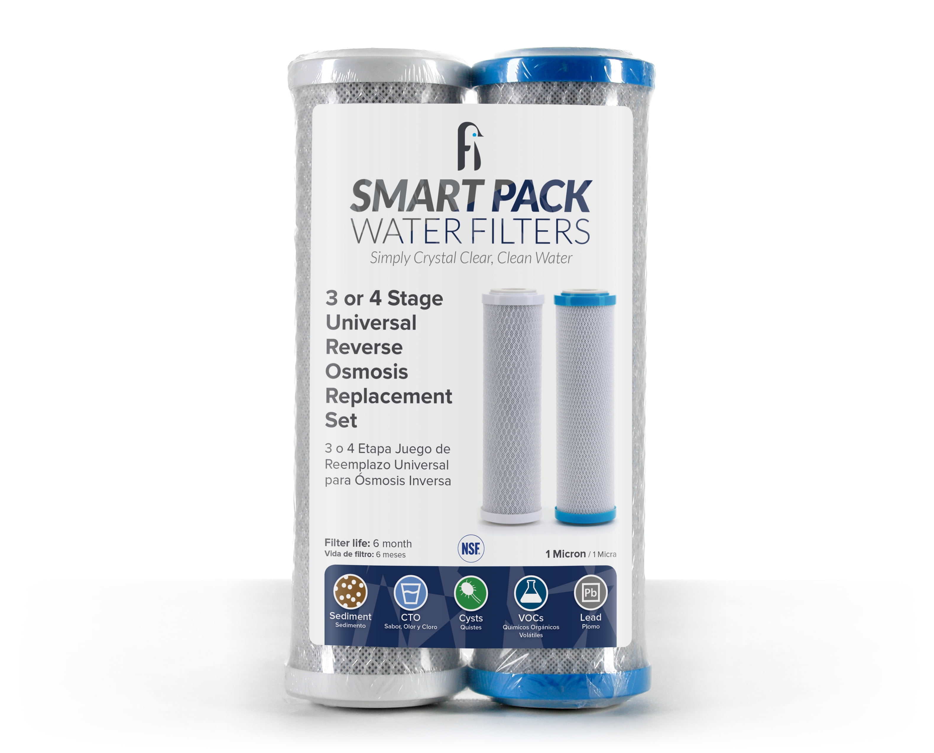 Smart Pack Pre & Post Reverse Osmosis Water Filter Replacement Set for