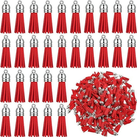 100Pcs Keychain Tassels Faux Suede Leather Tassel Pendants Keychain Decoration for DIY Crafts Making Supplies