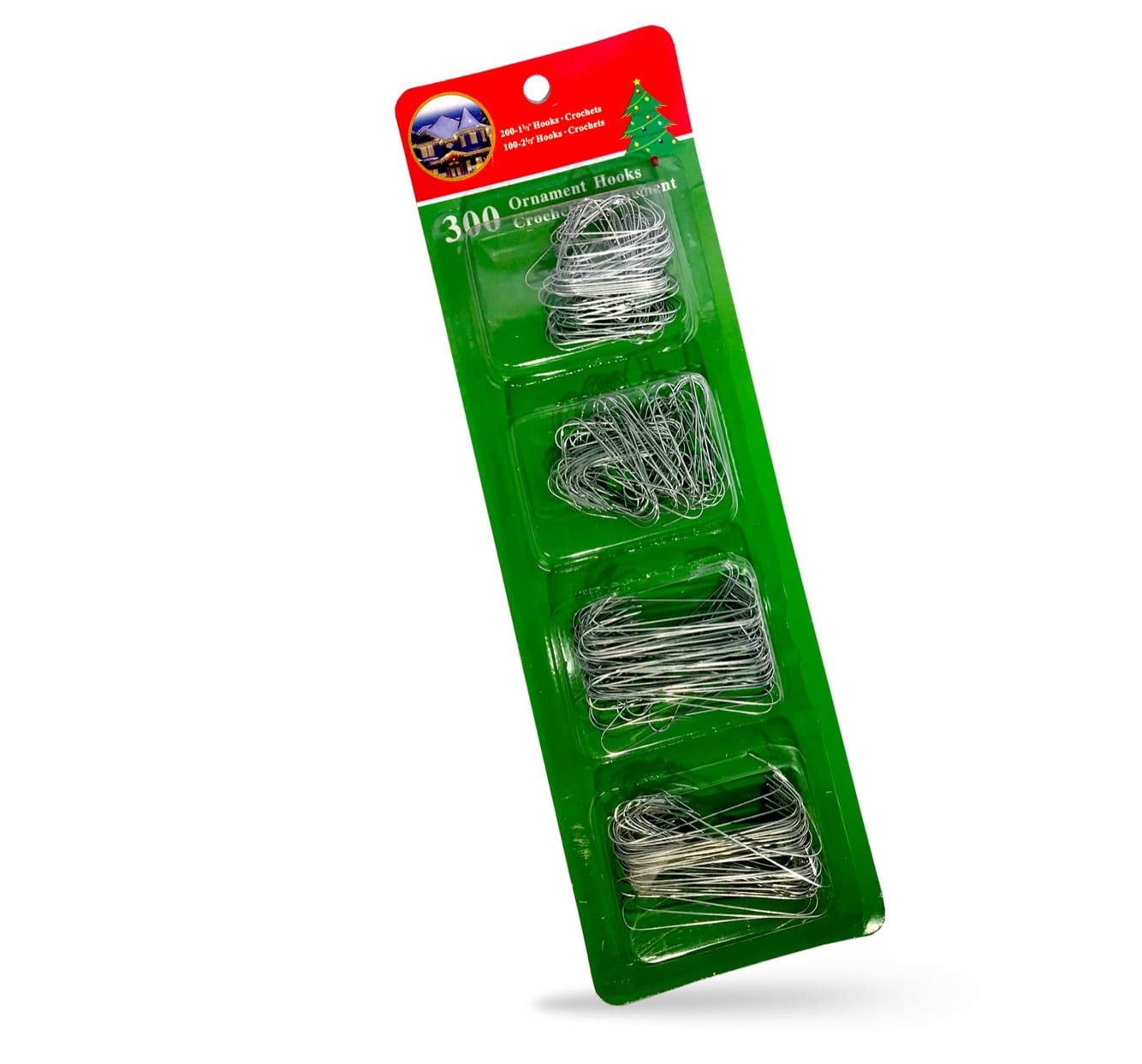 2 Sizes Silver Tree Ornament Hooks 300 Count 