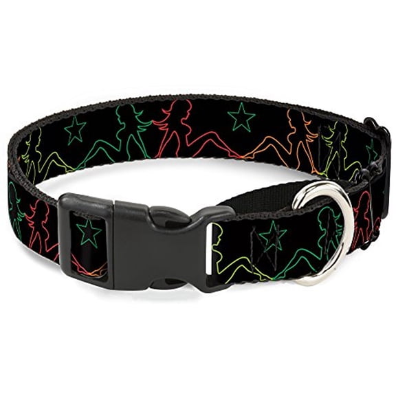 Buckle-Down MGC-W31374-L Mud Flap Girls with Star Outline Black Multicolor Martingale Dog Collar