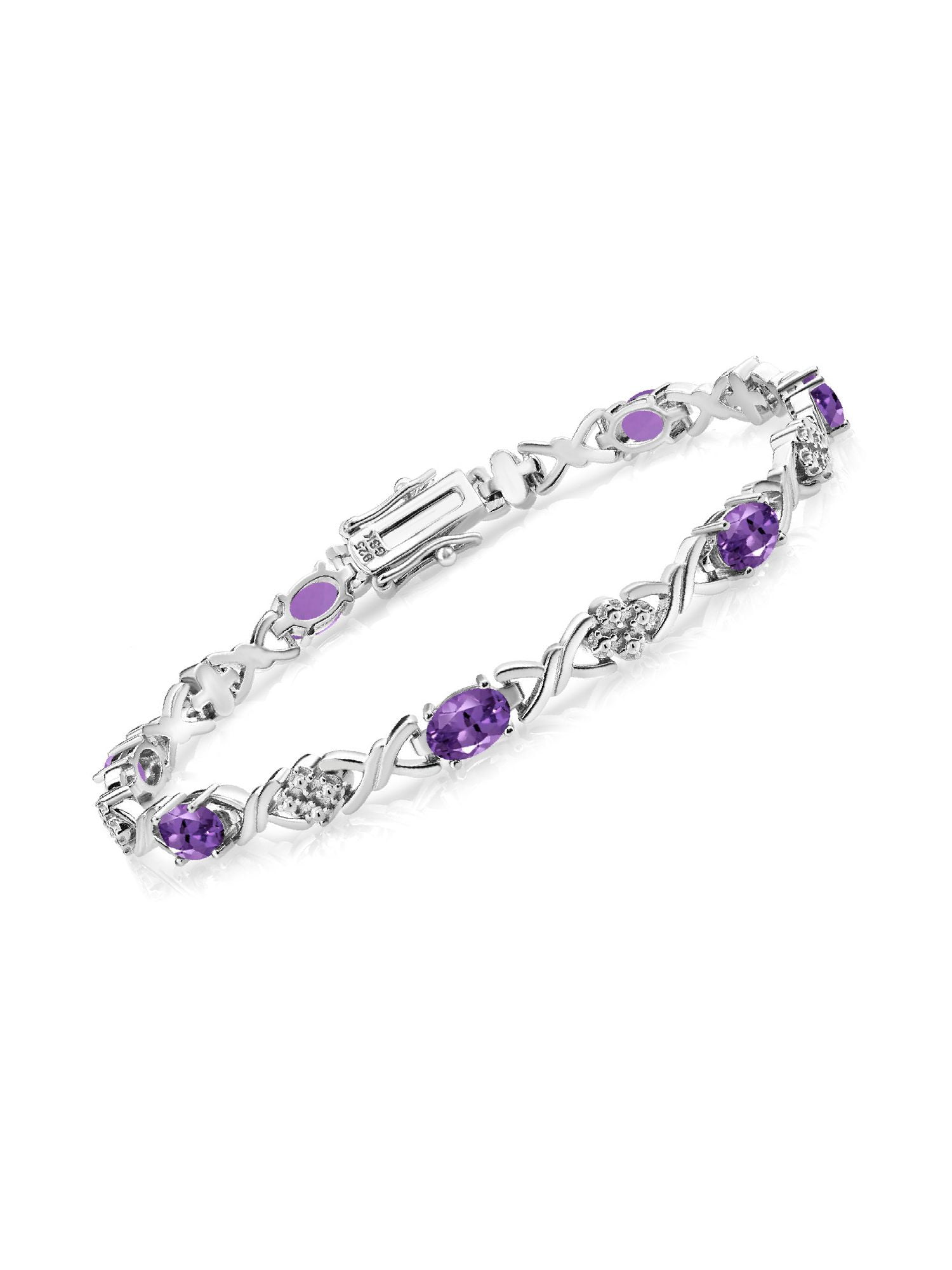 d Amethyst Purple Oval AAA CZ Infinity Tennis Bracelet Silver 