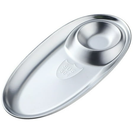 

Hloma Snack Plate Smooth Surface Widely Applied with Sauce Grid Stainless Steel Oval Snack Plate for Home